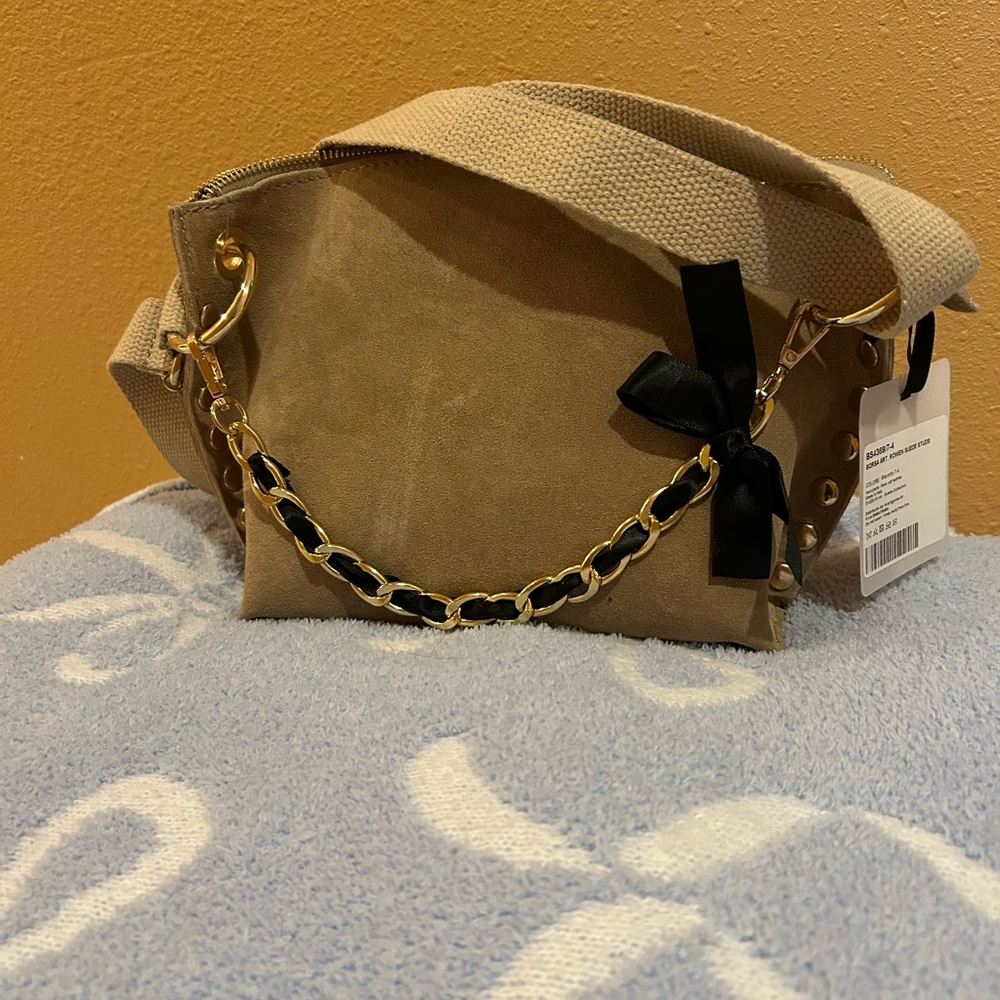 Margot Tan Suede Chain Strap Bag